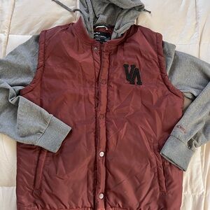 RVCA Maroon/Gray Varcity button up jacket